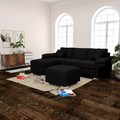Black Lounge | Chaise Sofa | Wembley 3 + Chaise ( Black )