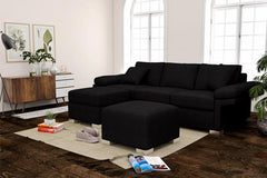Black Lounge | Chaise Sofa | Wembley 3 + Chaise ( Black )