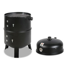 Grillz 3-in-1 Charcoal BBQ Smoker - Black