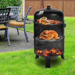 Grillz 3-in-1 Charcoal BBQ Smoker - Black