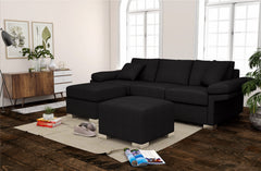 Black Lounge | Chaise Sofa | Wembley 3 + Chaise ( Black )