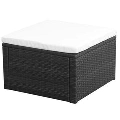 FOOTSTOOL POLY RATTAN OTTOMAN - BLACK - Loungeout