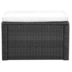 FOOTSTOOL POLY RATTAN OTTOMAN - BLACK - Loungeout