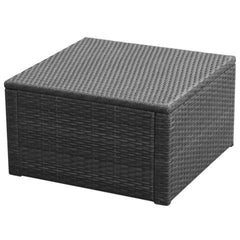 FOOTSTOOL POLY RATTAN OTTOMAN - BLACK - Loungeout