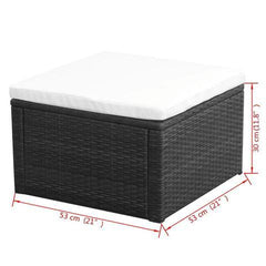 FOOTSTOOL POLY RATTAN OTTOMAN - BLACK - Loungeout