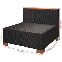 GARDEN DINING RATTAN POLY WOOD TOP SET (32 PCS) - BLACK - Loungeout