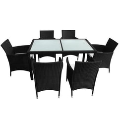 GARDEN FURNITURE POLY RATTAN SET (13 PCS) - BLACK - Loungeout