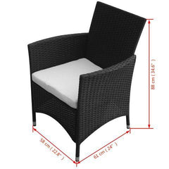GARDEN FURNITURE POLY RATTAN SET (13 PCS) - BLACK - Loungeout