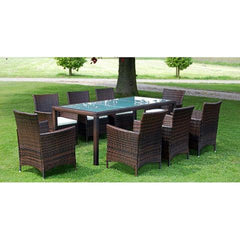 GARDEN FURNITURE POLY RATTAN SET (17 PCS) - Loungeout