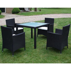 GARDEN FURNITURE POLY RATTAN SET (9 PCS) - BLACK - Loungeout