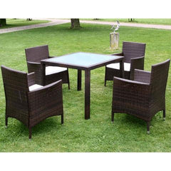 GARDEN FURNITURE POLY RATTAN SET (9 PCS) - BROWN - Loungeout