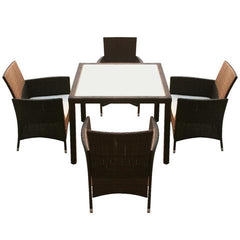 GARDEN FURNITURE POLY RATTAN SET (9 PCS) - BROWN - Loungeout