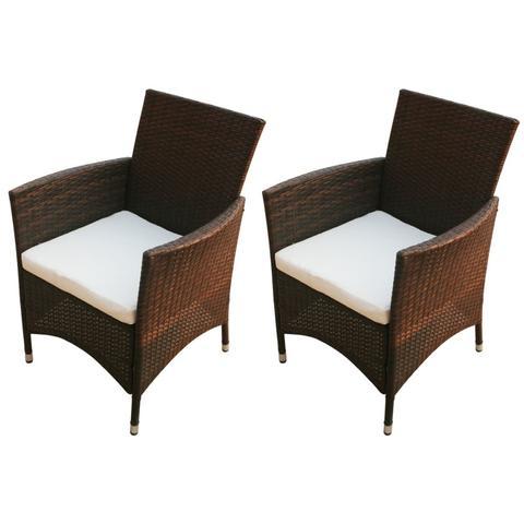 GARDEN POLY RATTAN CHAIRS (2 PCS) - BROWN - Loungeout