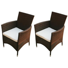 GARDEN POLY RATTAN CHAIRS (2 PCS) - BROWN - Loungeout