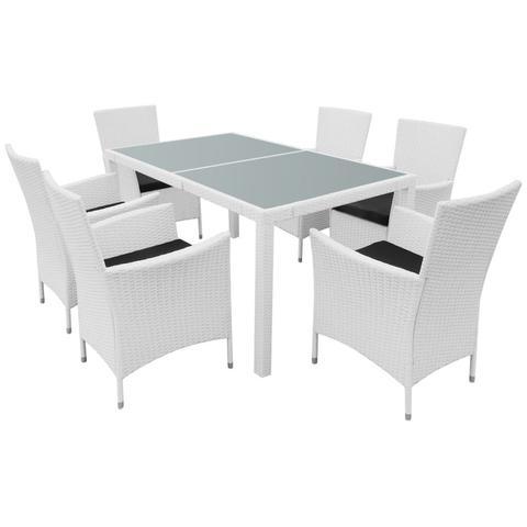 GARDEN POLY RATTAN DINING SET (13 PCS) - CREAM WHITE - Loungeout
