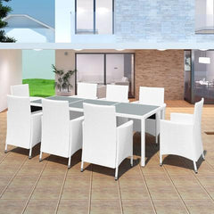 GARDEN POLY RATTAN DINING SET (17 PCS) - CREAM WHITE - Loungeout