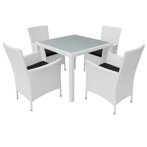 GARDEN POLY RATTAN DINING SET (9 PCS) - CREAM WHITE - Loungeout