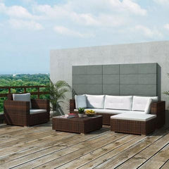 GARDEN SOFA POLY RATTAN SET (17 PCS) - BROWN - Loungeout