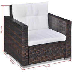 GARDEN SOFA POLY RATTAN SET (17 PCS) - BROWN - Loungeout