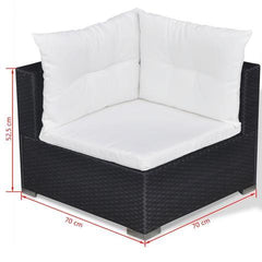 GARDEN SOFA POLY RATTAN SET (32 PCS) - BLACK - Loungeout