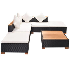 GARDEN SOFA RATTAN POLY WOOD TOP SET (15 PCS) - BLACK - Loungeout