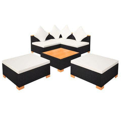 GARDEN SOFA RATTAN POLY WOOD TOP SET (15 PCS) - BLACK - Loungeout