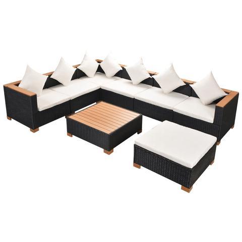 GARDEN SOFA RATTAN POLY WOOD TOP SET (22 PCS) - BLACK - Loungeout