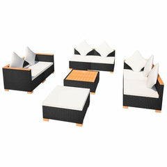 GARDEN SOFA RATTAN POLY WOOD TOP SET (22 PCS) - BLACK - Loungeout
