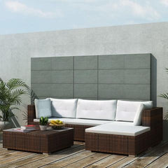 POLY RATTAN 14-PIECE GARDEN SOFA SET - BROWN - Loungeout
