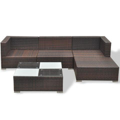 POLY RATTAN 14-PIECE GARDEN SOFA SET - BROWN - Loungeout
