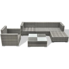 POLY RATTAN 17-PIECE GARDEN SOFA SET (GREY) - Loungeout