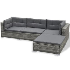 POLY RATTAN 17-PIECE GARDEN SOFA SET (GREY) - Loungeout