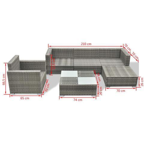 POLY RATTAN 17-PIECE GARDEN SOFA SET (GREY) - Loungeout