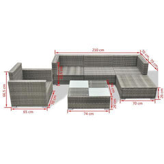 POLY RATTAN 17-PIECE GARDEN SOFA SET (GREY) - Loungeout