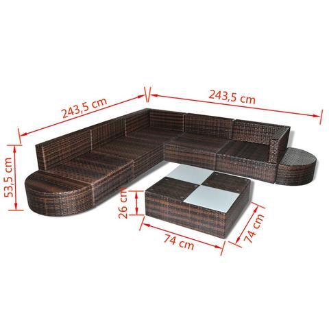 POLY RATTAN 27-PIECE GARDEN SEAT SET - BROWN - Loungeout