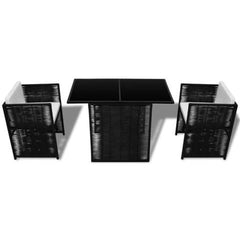 POLY RATTAN 7-PIECE GARDEN DINING SET - BLACK - Loungeout