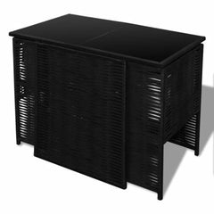POLY RATTAN 7-PIECE GARDEN DINING SET - BLACK - Loungeout