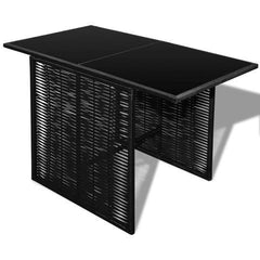 POLY RATTAN 7-PIECE GARDEN DINING SET - BLACK - Loungeout
