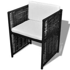 POLY RATTAN 7-PIECE GARDEN DINING SET - BLACK - Loungeout