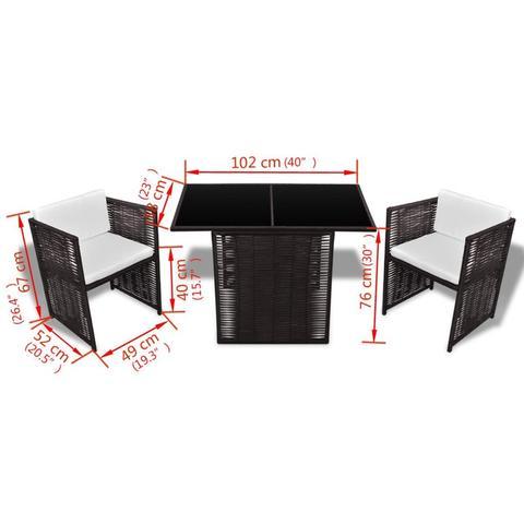 POLY RATTAN 7-PIECE GARDEN DINING SET - BROWN - Loungeout