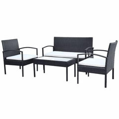 POLY RATTAN 7-PIECE GARDEN SOFA SET - BLACK - Loungeout