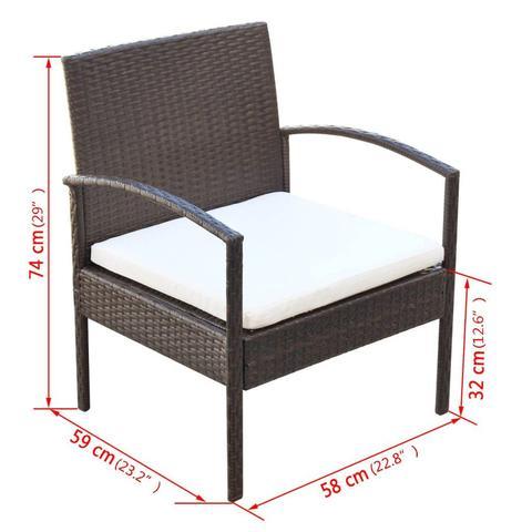 POLY RATTAN 7-PIECE GARDEN SOFA SET - BROWN - Loungeout