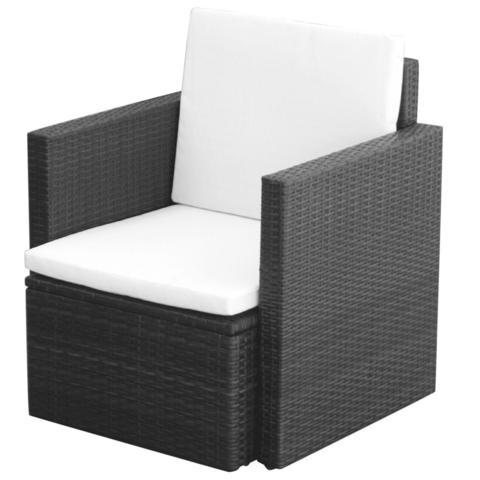 POLY RATTAN ARMCHAIR - BLACK - Loungeout