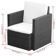 POLY RATTAN ARMCHAIR - BLACK - Loungeout
