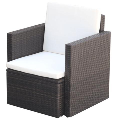 POLY RATTAN ARMCHAIR - BROWN - Loungeout
