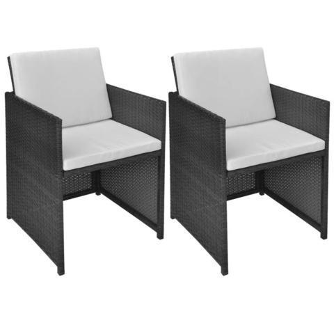 POLY RATTAN DINING CHAIRS (2 PCS) - BLACK - Loungeout