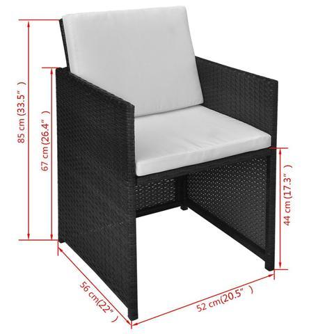 POLY RATTAN DINING CHAIRS (2 PCS) - BLACK - Loungeout