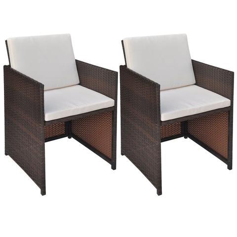 POLY RATTAN DINING CHAIRS (2 PCS) - BROWN - Loungeout