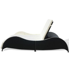 POLY RATTAN DOUBLE SUN LOUNGER - BLACK - Loungeout