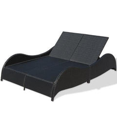 POLY RATTAN DOUBLE SUN LOUNGER - BLACK - Loungeout